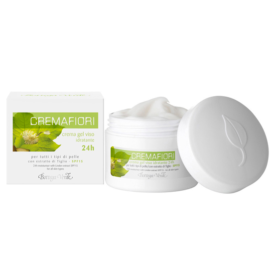 Cremafiori - Crema gel de fata hidratanta 24h pentru toate tipurile de piele cu extract de Tei - SPF15 (50 ML)