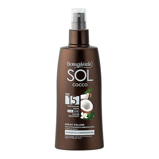 Spray protectie solara, rezistent la apa, cu lapte de nuca de cocos, SPF 15 - Sol Cocco, 200 ML