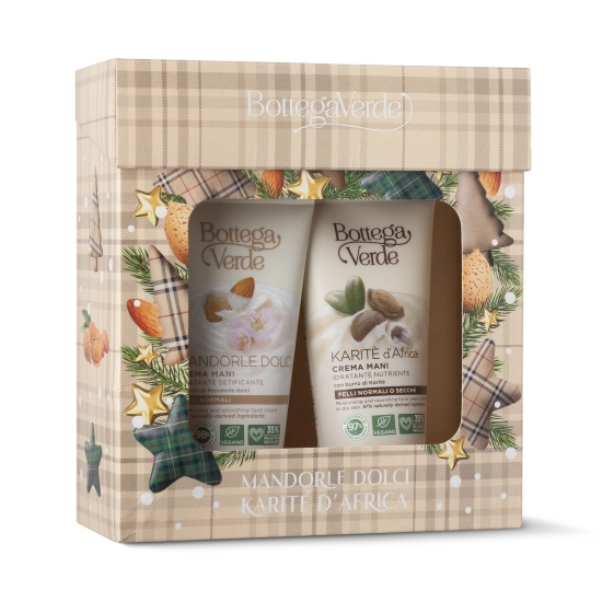 Set cadou femei, hidratare maini, cu arome delicate de unt de shea si migdale dulci - Karite, 2x75 ML