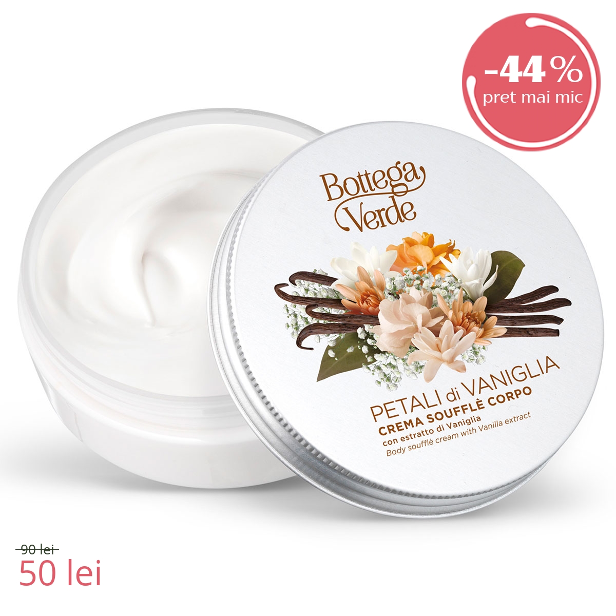 Crema corp, fina, cu extract de vanilie - Petali di Vaniglia, 150 ML - Petali di Vaniglia, 150 ML