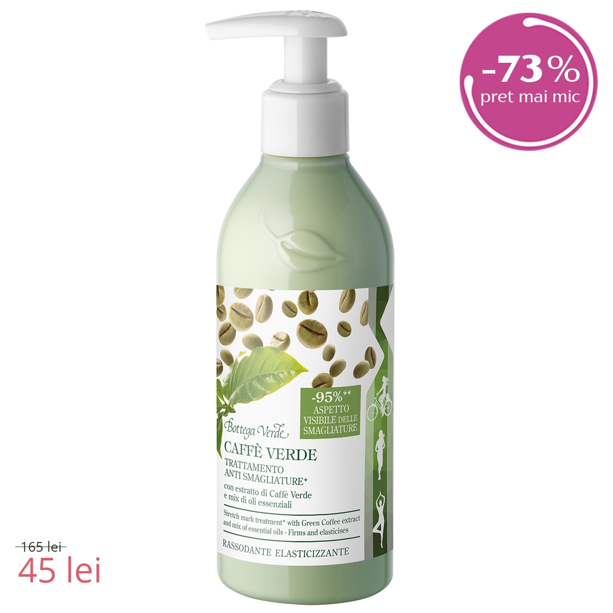 Tratament pentru vergeturi cu extract de cafea verde si mix de uleiuri esentiale - Caffè Verde, 250 ML - Caffè Verde, 250 ML