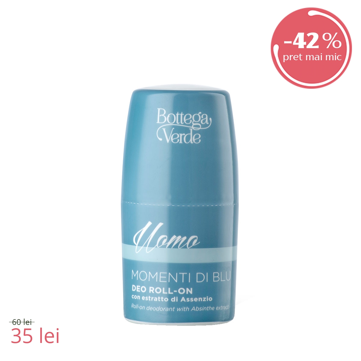 Deodorant roll-on delicat, cu extract de absint - Momenti di Blu, 50 ML - Momenti di Blu, 50 ML