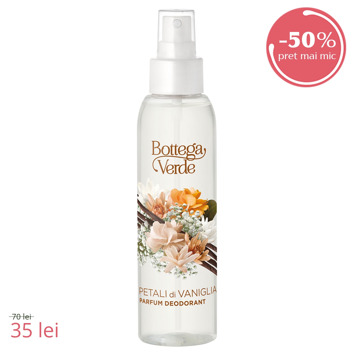 Parfum deodorant, delicat, cu aroma de vanilie - Petali di Vaniglia, 125 ML - Petali di Vaniglia, 125 ML